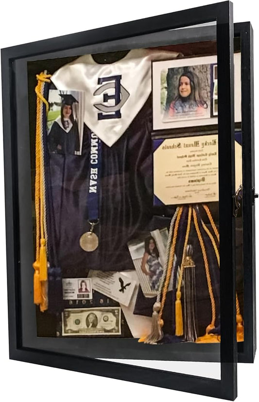 Hodeframe Graduation Shadow Box Frame 13x16, Large Graduation Frames with Glass Window, Metal Lock, Memory Box for Graduat...