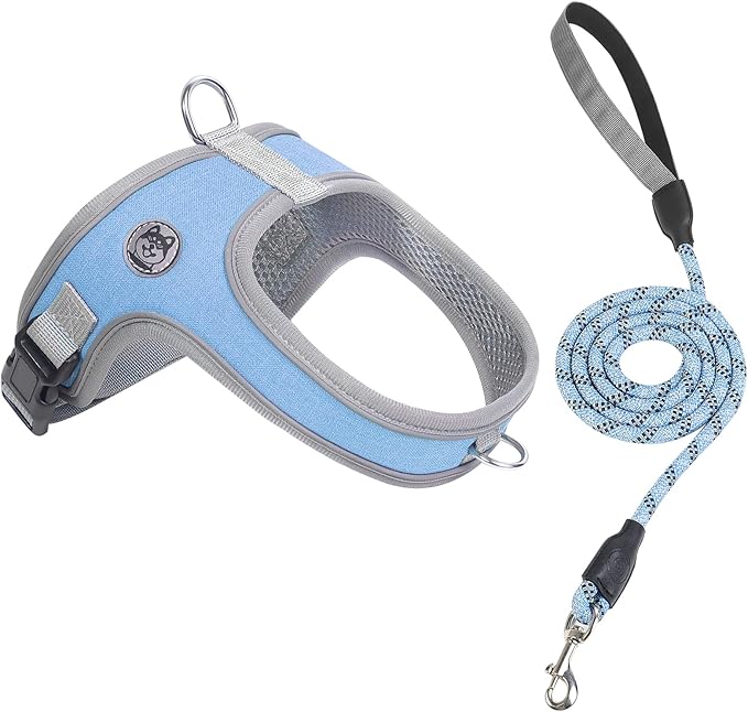 Dog Harness and Leash Set, No Pull Saddle Style Pet Harness, Breathable Mesh Adjustable Reflective Dog Vest for Dogs and C...