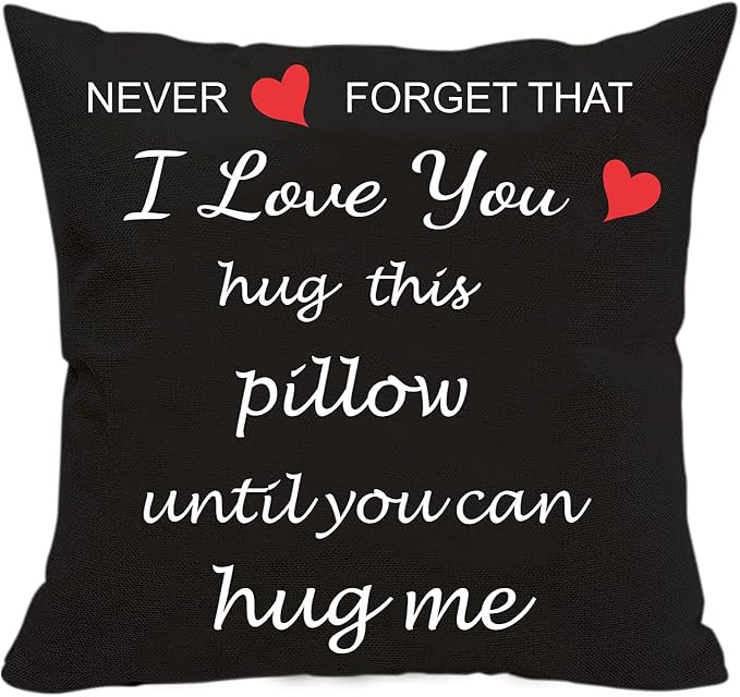 Anrkets Two Sided Printing Lover Pillow Cover I Love You Hug This Pillow Until You Can Hug Me, Valentine's Day Birthday Gi...