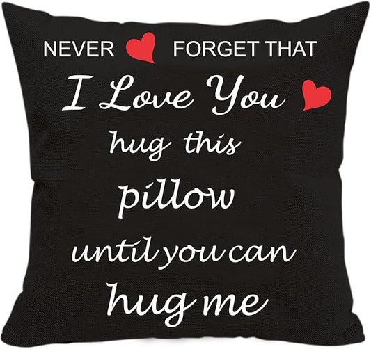 Anrkets Two Sided Printing Lover Pillow Cover I Love You Hug This Pillow Until You Can Hug Me, Valentine's Day Birthday Gi...