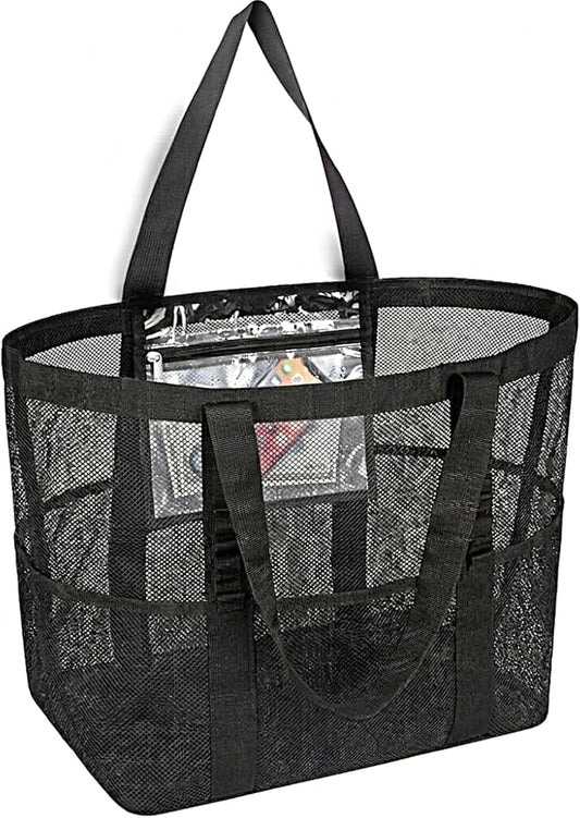 wanchel Mesh Beach Bags for Women - Family Beach Tote Bag for Toys, Towels, Travel Vacation Cruise Essentials