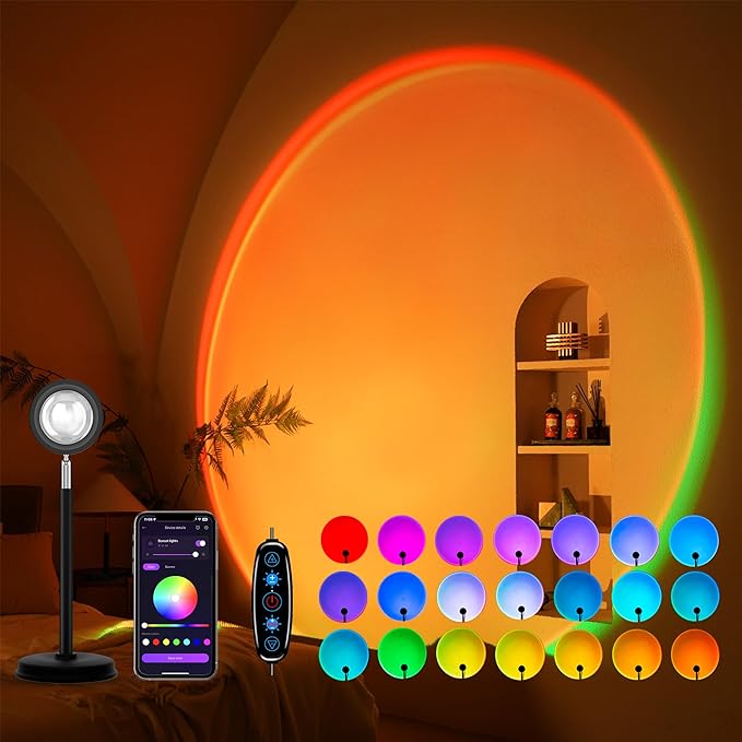 Tsrarey Sunset Lamp Projection, Not Only 21 Colors Sunset Lights, 180 Degree Rotation Led Light, Push Button Switch & APP ...