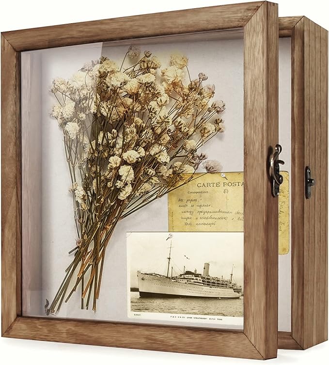 TJ.MOREE Shadow Box Display Case 11 x 11 Flowers Shadow Box Frame with Glass Window Picture Frame Wedding Bouquet Memorabi...