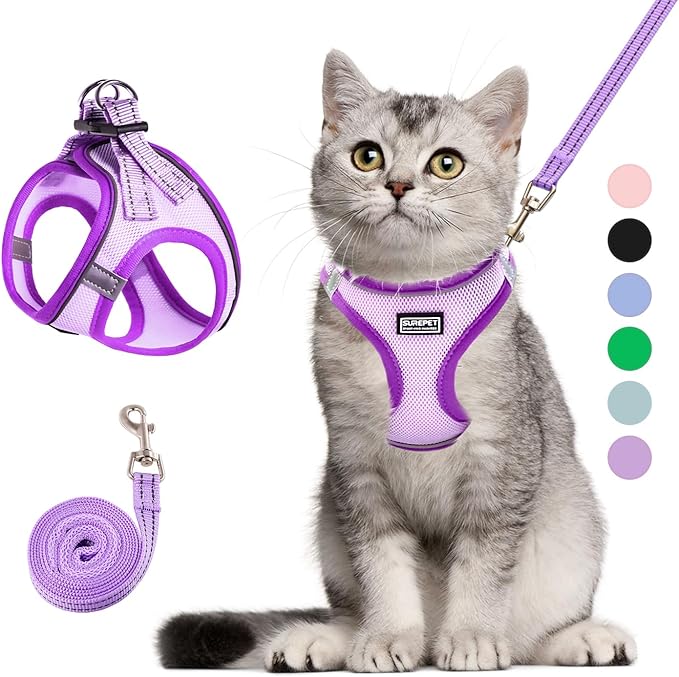 Betmaypet Cat Harness and Leash Set, Soft and Breathable Vest with Reflective Strip, Escape Proof Kitten Harness, Easy to ...