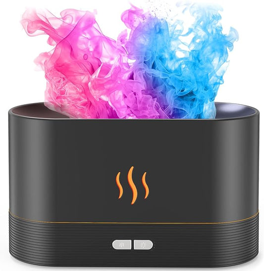 PIZAY Essential Oil Diffuser, Air Humidifier with Flame Led Light - 7 Colors, 180mL Capacity (8 Hours), Noiseless Operatio...