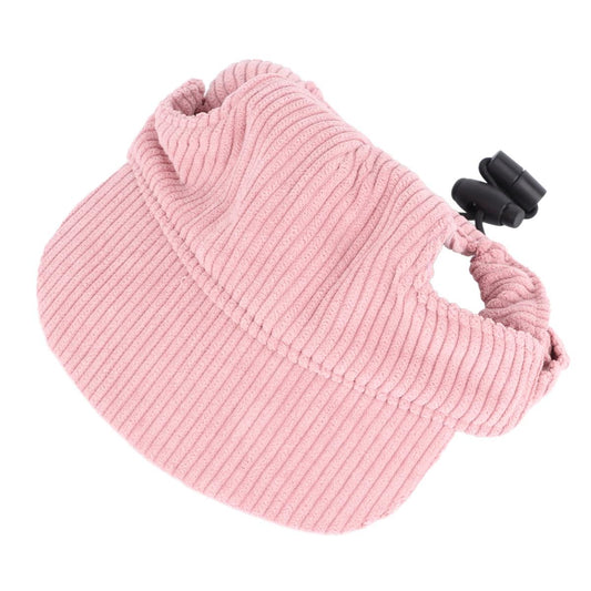 Summer Pet Sun Hat Adjustable Corduroy Casual Pet Hat Lightweight Stylish Pet Hat For Dogs Cats Bean Paste Pink XS