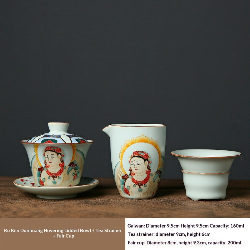 Ruyuan Dunhuang Hovering Lid Ceramic Three-piece Tea-brewing Bowl