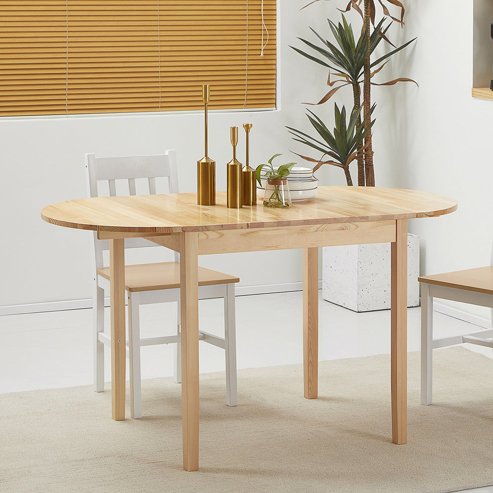 PineWood Kitchen Table, Drop Leaf Tables For Small Spaces Non-slip Foot Pads For Kitchen Dining Room