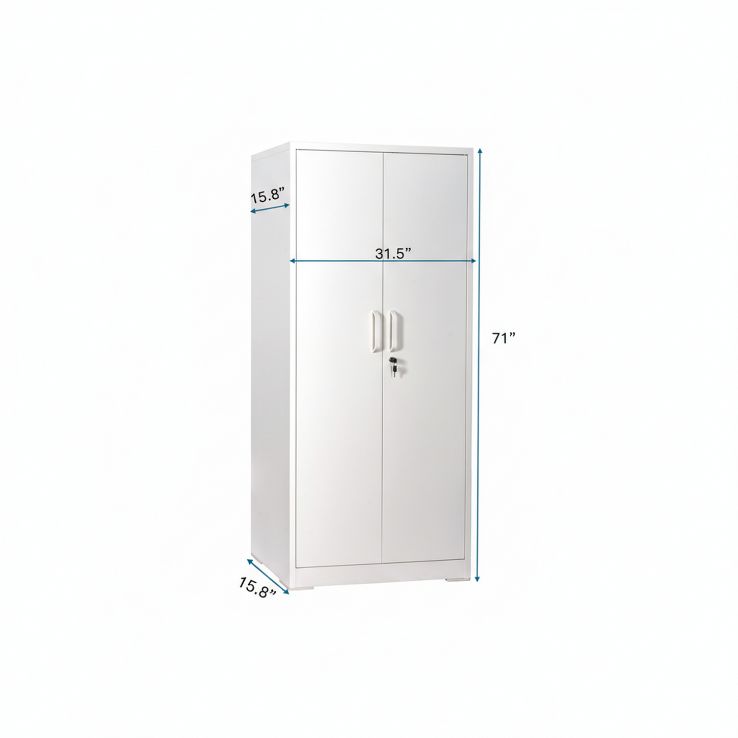 Container Furniture Direct Ironclad 71   Metal Storage Cabinet With Locking Doors And 4 Adjustable Shelves, Heavy-Duty Steel Cabinet For Garage, Laundry, Office, Or Warehouse, Cream White