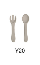 High Quality Natural 100 Food Grade Inventory Easy To Rinse Spoon Weaning Unbreakable Rubber Fork Dishwasher Safe Feeding Set