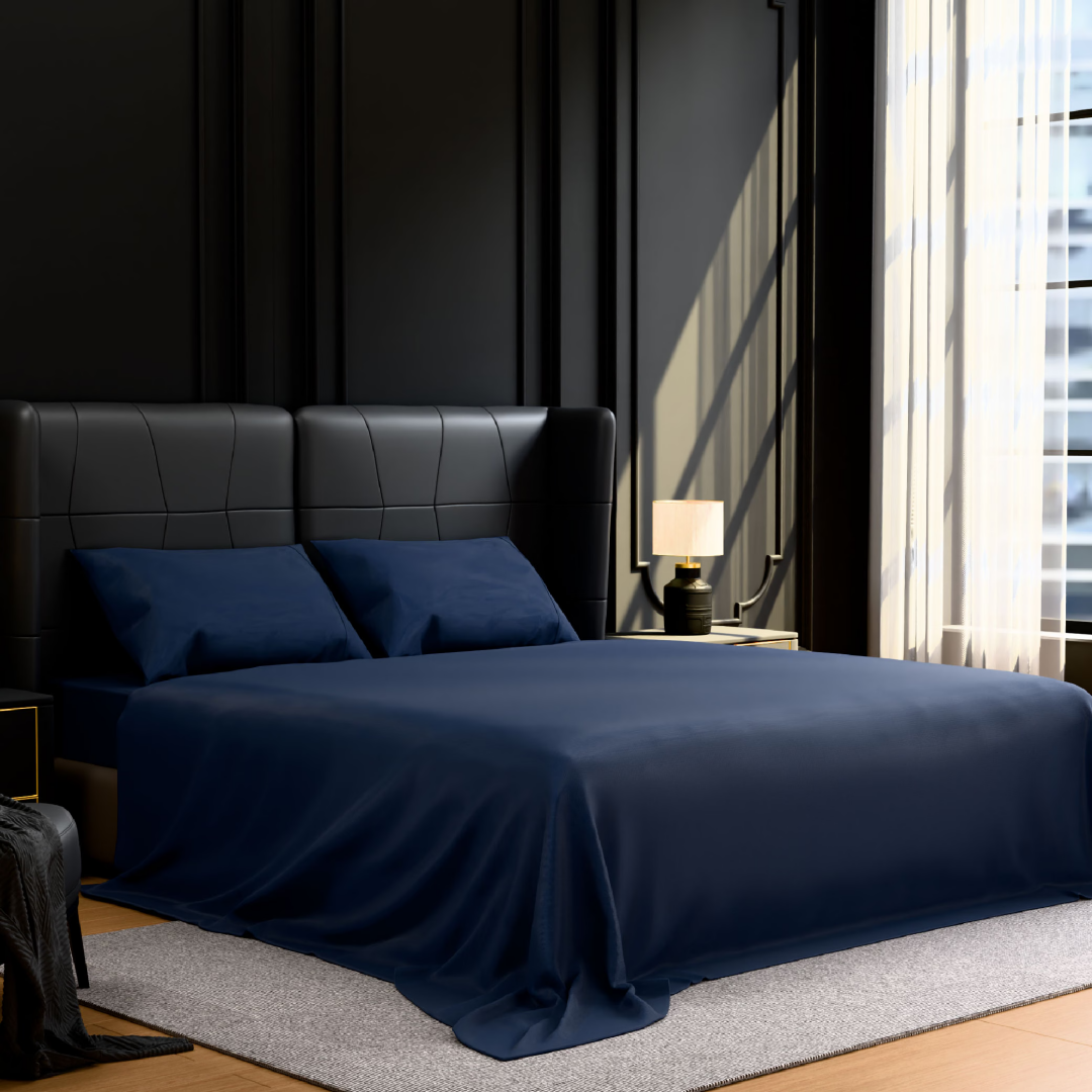 Bedding Queen Bed Sheets Set - 4 Piece Bedding - Brushed Microfiber - Shrinkage And Fade Resistant - Easy Care Queen, Navy Blue