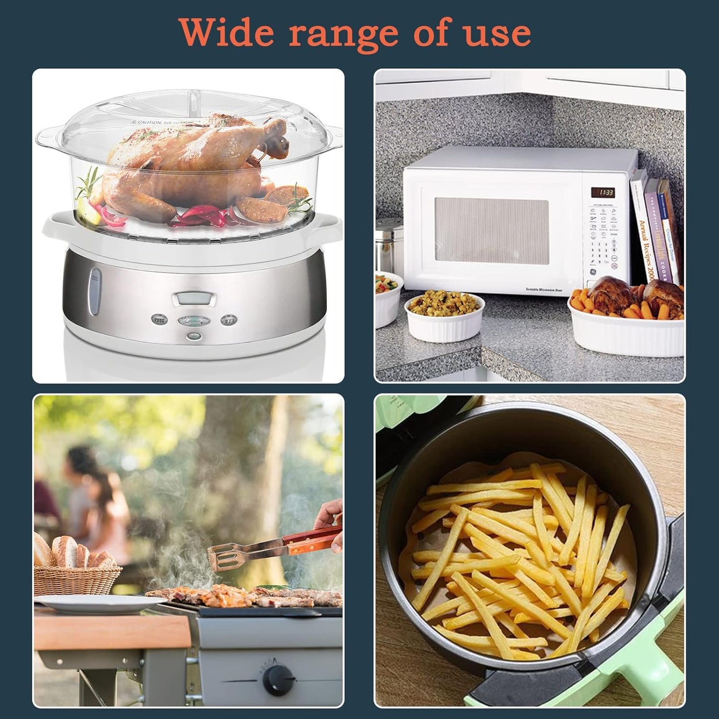 Air Fryer Paper Liners Disposable - 7in 18cm 100Pcs Air Fryer Parchment Paper Liners Round, Unbleached Perforated Parchment Paper Sheets For Air Fryer Accessories