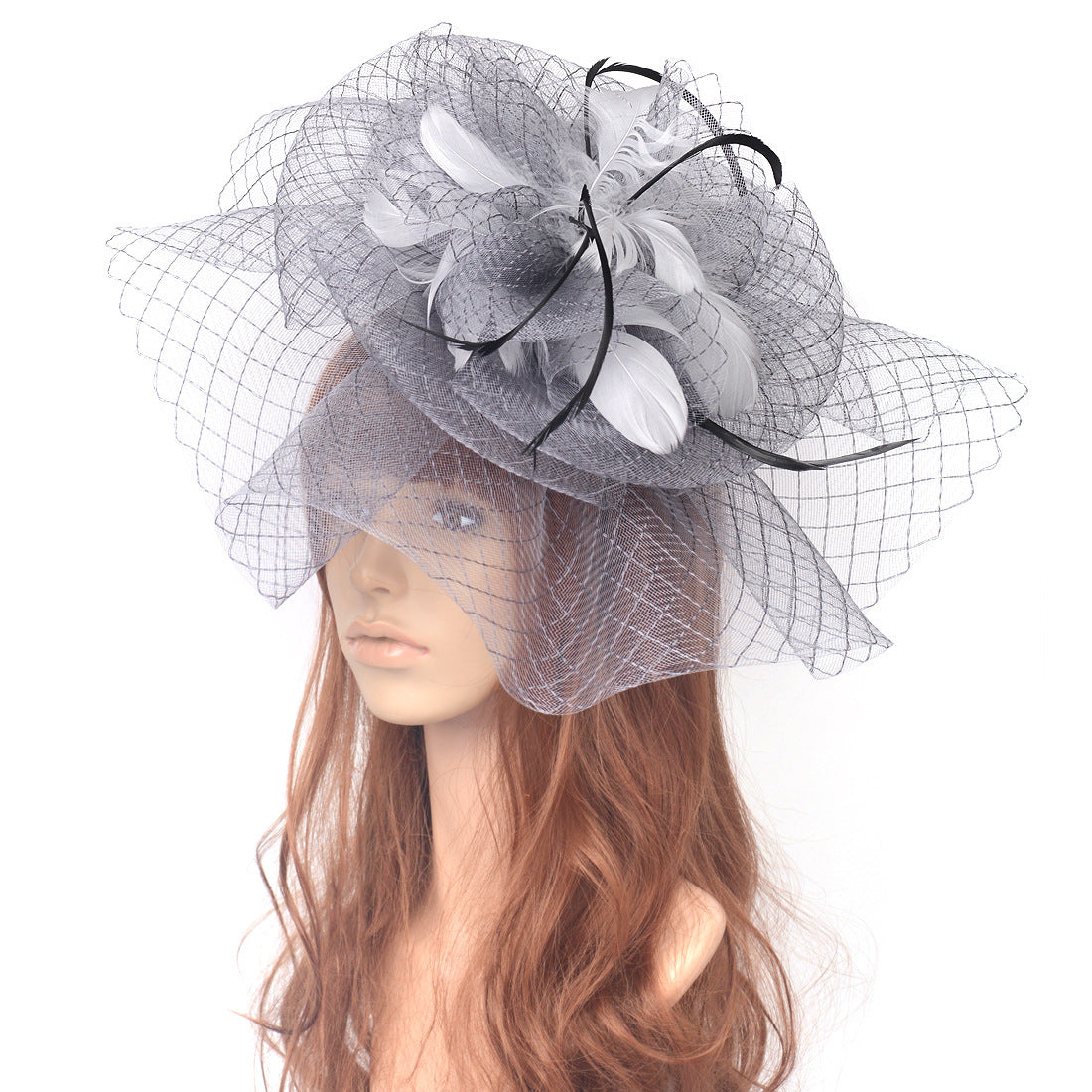 Tea Party Veil Feather Headdress Small Top Hat Performance Headpiece