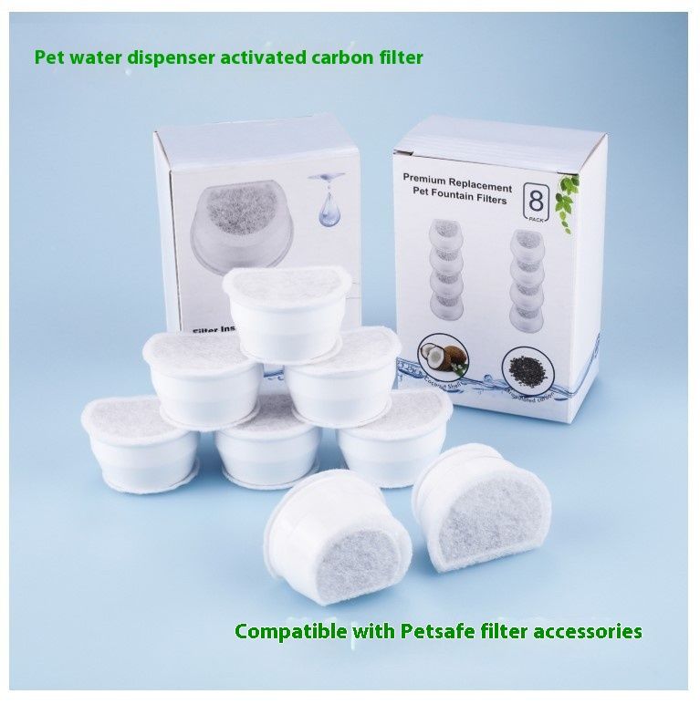 Pet Automatic Fountain Water Dispenser Activated Carbon Filter Accessories 8 Pieces