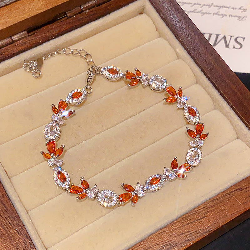 Parisian Style Oval CZ Bracelet Elegant Dainty Bangle For Bridesmaid Wedding Jewelry Gift