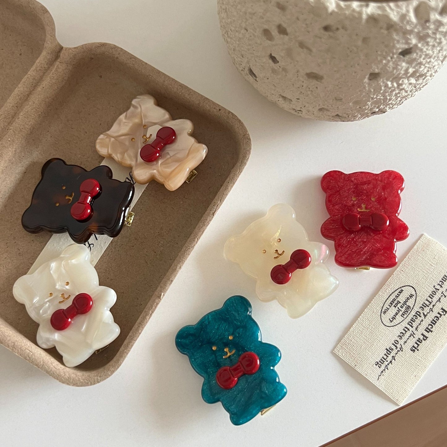 Retro Little Bear Cute Bow Hair Clip For Bangs