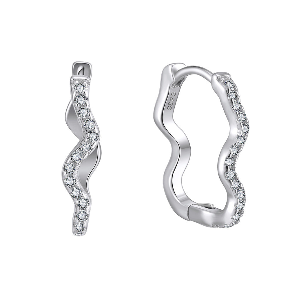 S925 Silver Accessories Advanced Simple Geometric Glossy Zircon Jewelry