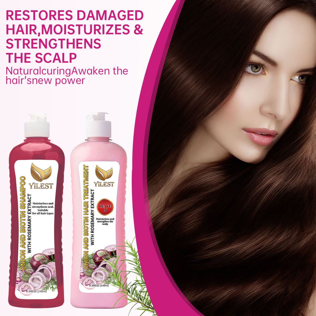 Onion Biotin Rosemary Hair Washing Set Nourishing Hair Root Scalp Gloss Care Cleaning