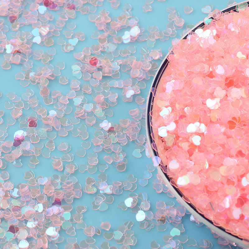 Transparent Iridescent Heart-shaped Sequin Garment Accessories