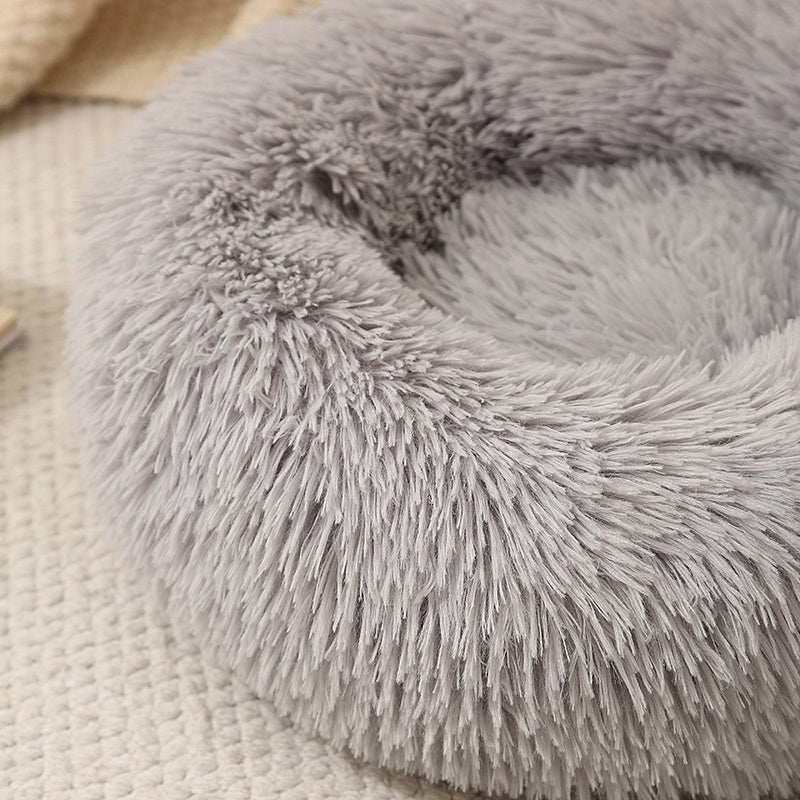 Round Plush Pet Bed, Winter Warmth For Dogs And Cats