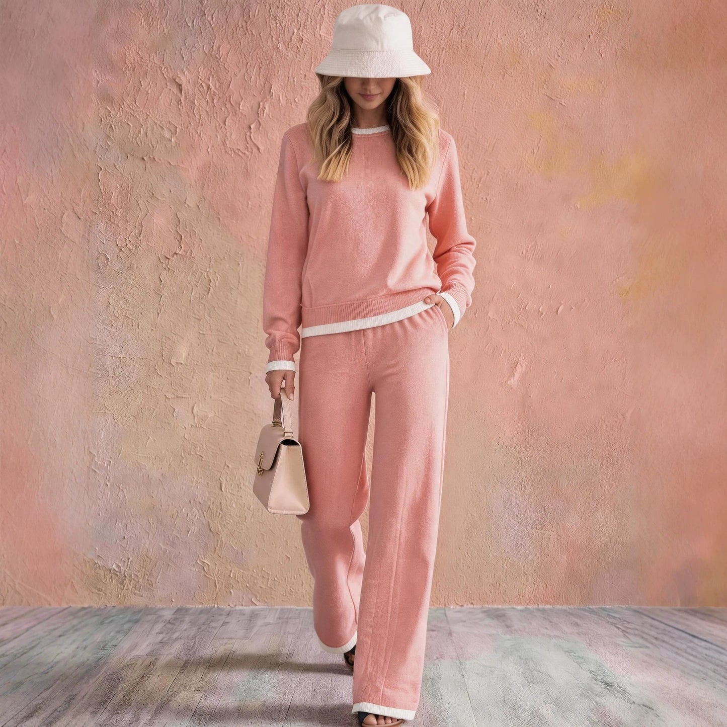 New Fallwinter White Edged Sweater Set