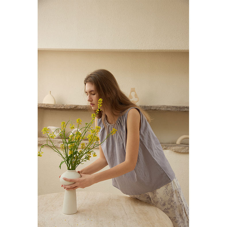 Home Wear Cotton Double-layer Gauze Sleeveless Vest