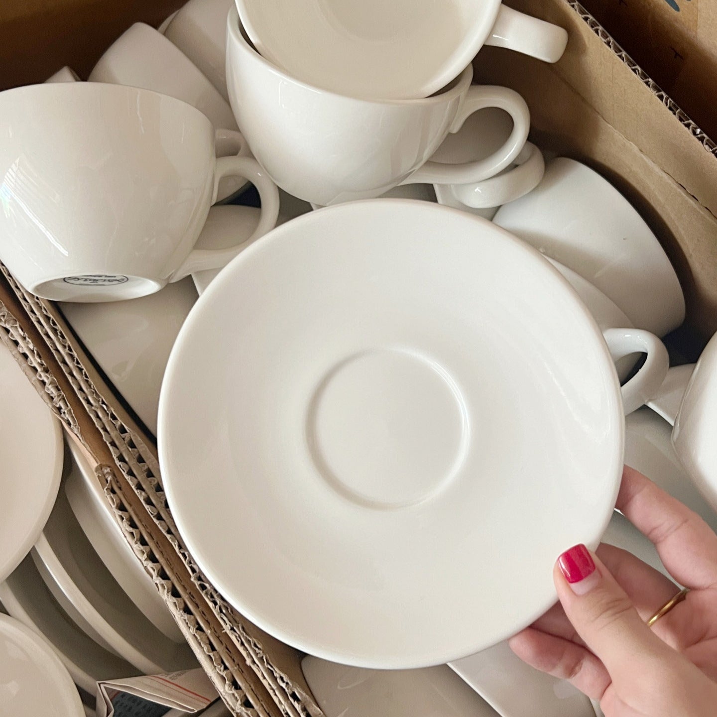 Ins Korean-style Milky White Ceramic Coffee Cup And Saucer