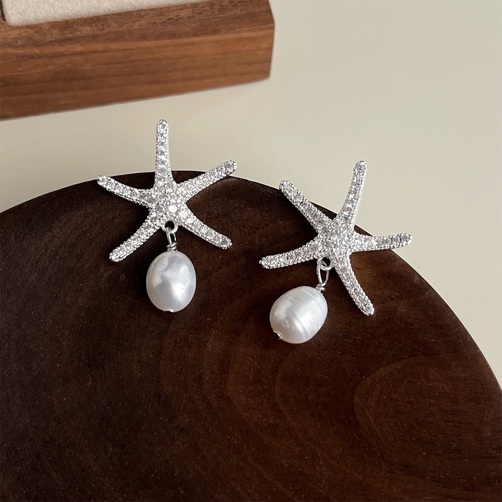 French Enamel Pearl Earrings Women Vintage Style Freshwater Pearl Studs Premium Gift