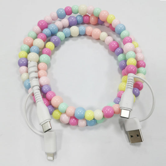 Two-tow And Two-beaded Colored Beads Charging Data Line