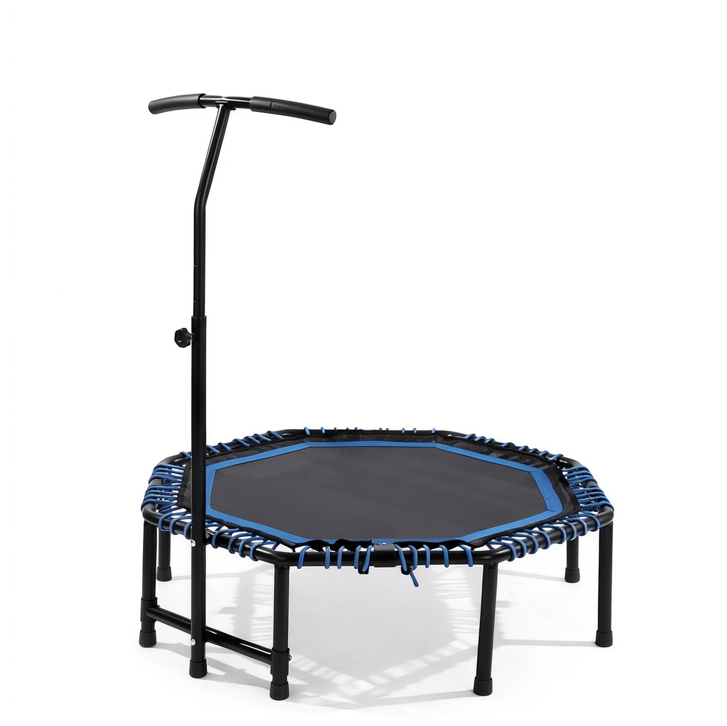 48 Inch Foldable Fitness Trampoline With Adjustable Handlebar For Adults, Max Load 450lbs,With Durable Bungee Ropes,Stable & Quiet, Rebounder For Cardio & Strength Training, Home Gym,Jumping Exercise