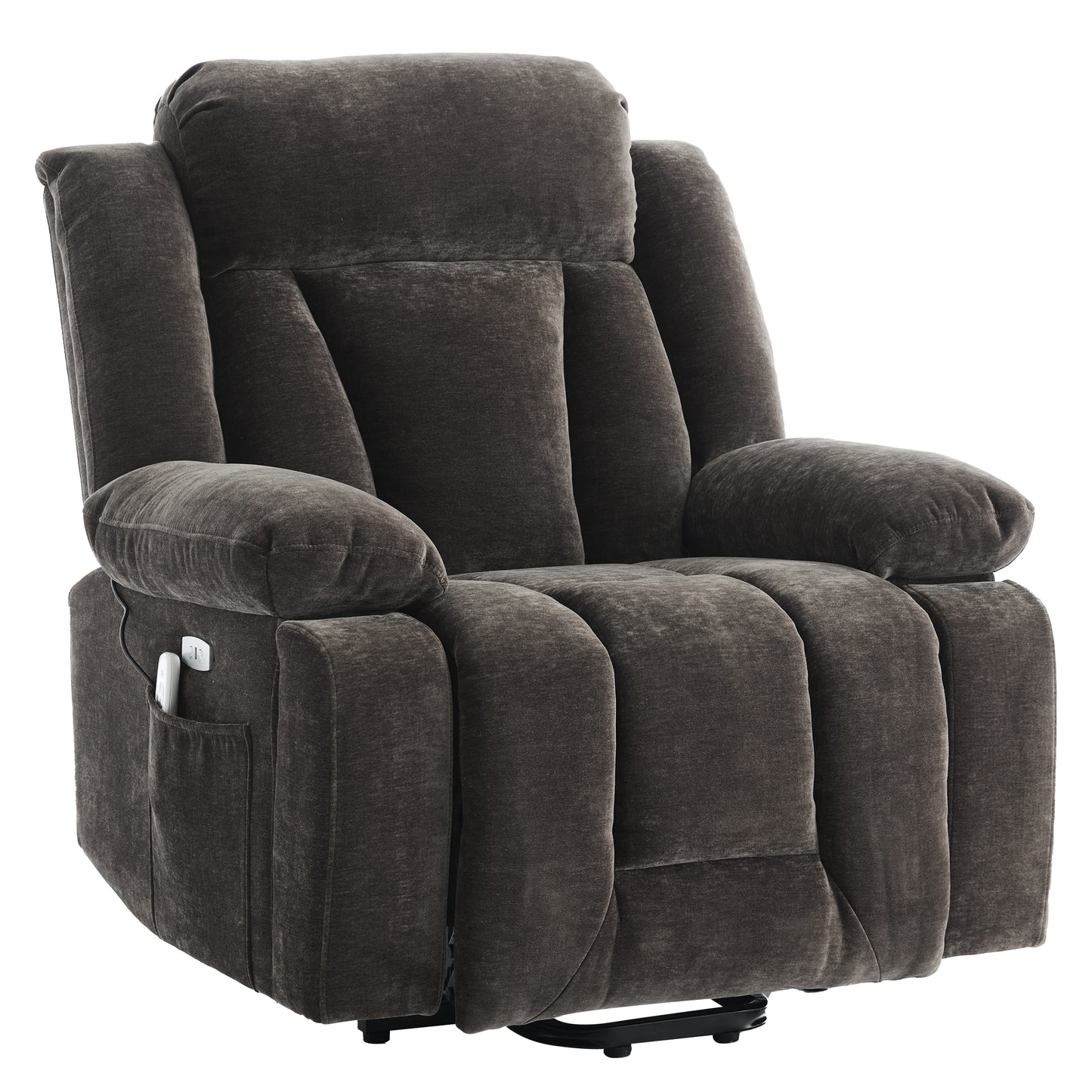 95x94x107cm Massage Chair Electric Recliner With 8-Point Massage And Heating Function, TV Chair With Lifting Function ,Fabric Sofa With Storage Compartment And Side Pockets,and USB,brown