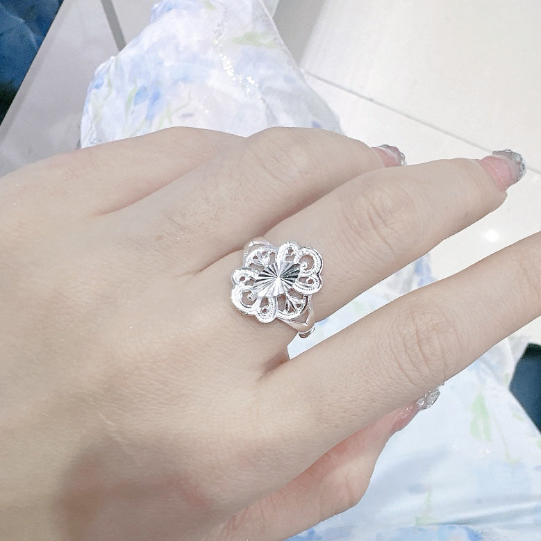 1pc 999 Sterling Silver Assorted Openwork Carved Open Ring, Retro & Elegant Style, Perfect For Daily, Dating & Gifting, Ideal Valentine's Gift