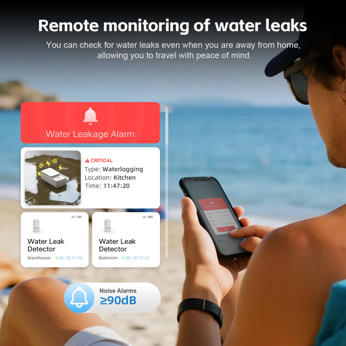 Immersion Sensor Remote Smart Home Wi-Fi Leak Alarm Double-sided Water Level Sensor Detector