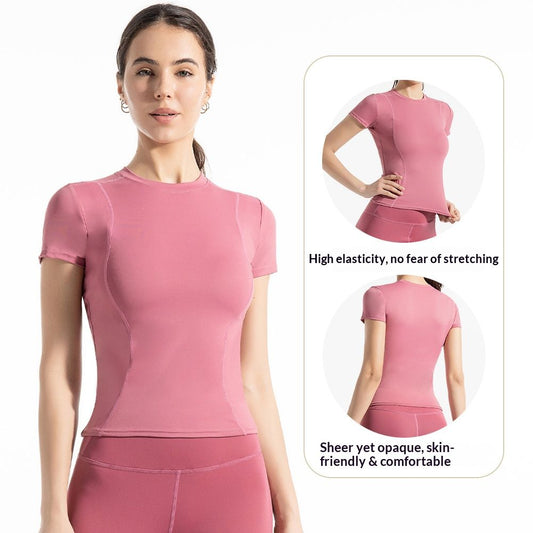 Summer Fitness Running Sportswear Moisture-Wicking Quick-Drying Tight-Fitting Short-Sleeved Outdoor Five-Point Yoga Shorts Set