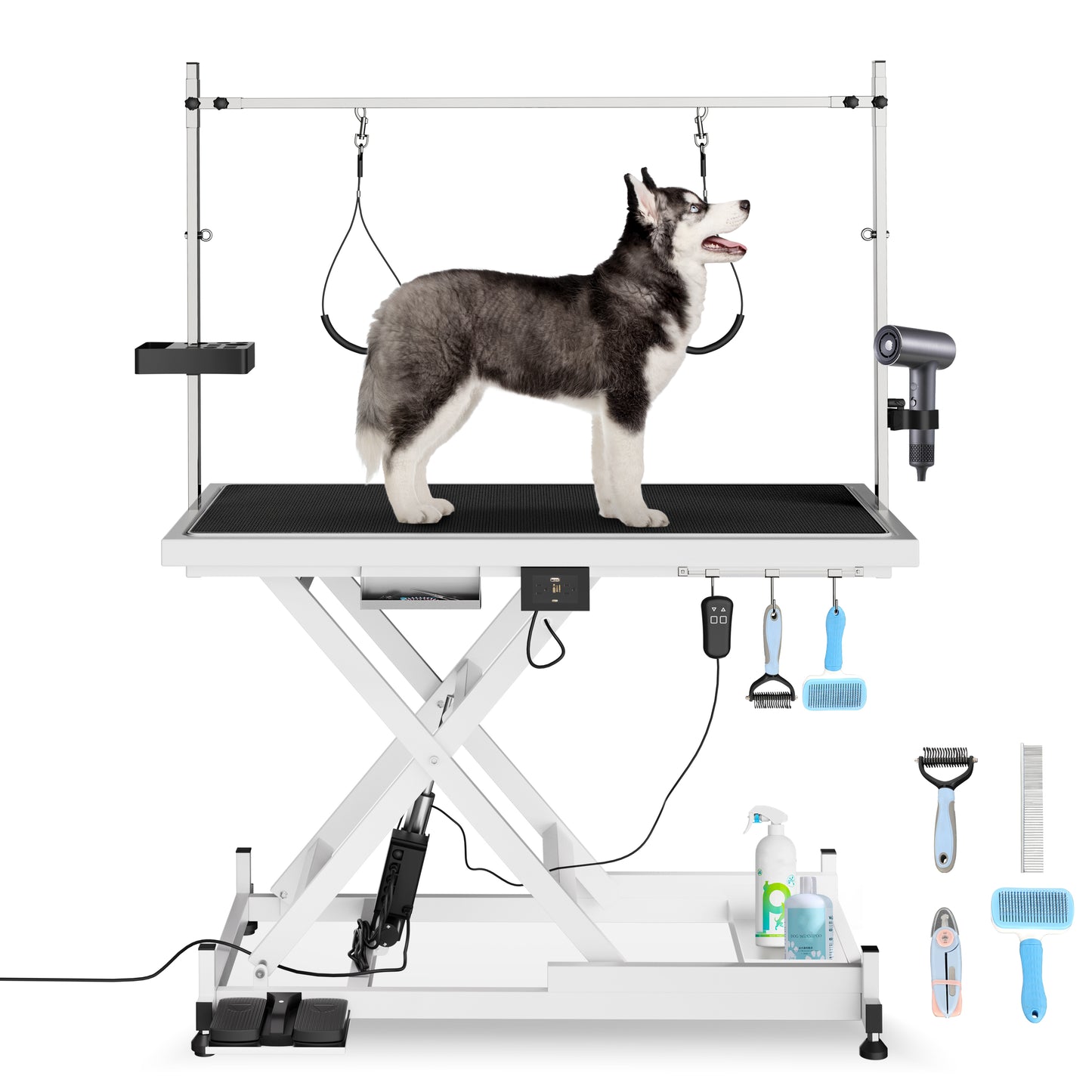 Update Electric Pet Grooming Table, 110V 220V Professional Groomer Recommend Super Deluxe Electric Pet Grooming Table, Height Adjust From 8 Up To 36inch WHITE COLOR