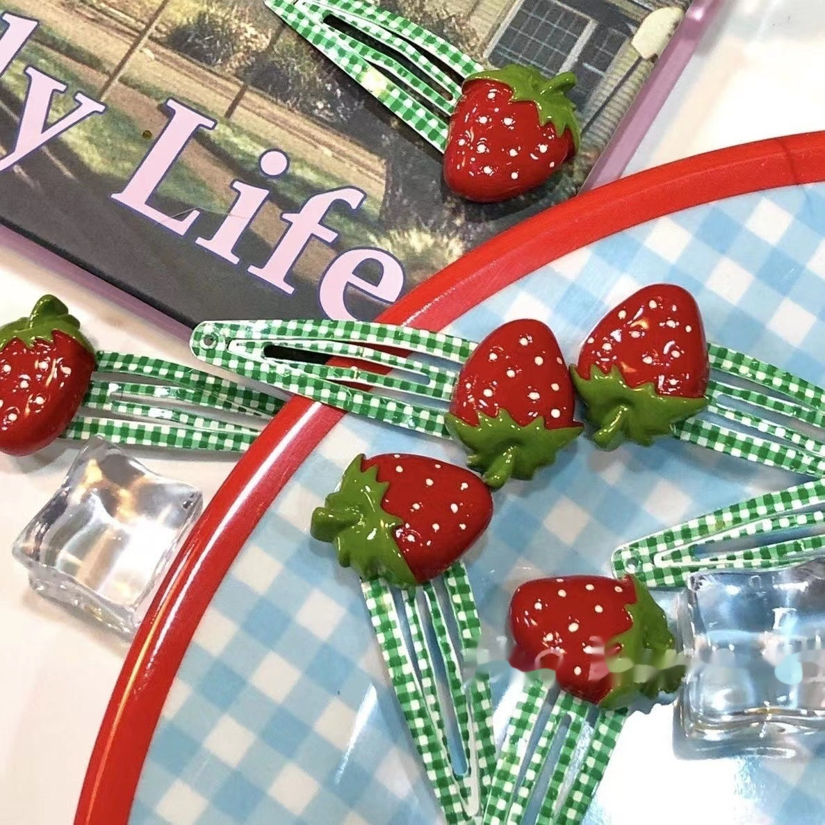 Strawberry Cute Vintage Hair Accessories With Diamond