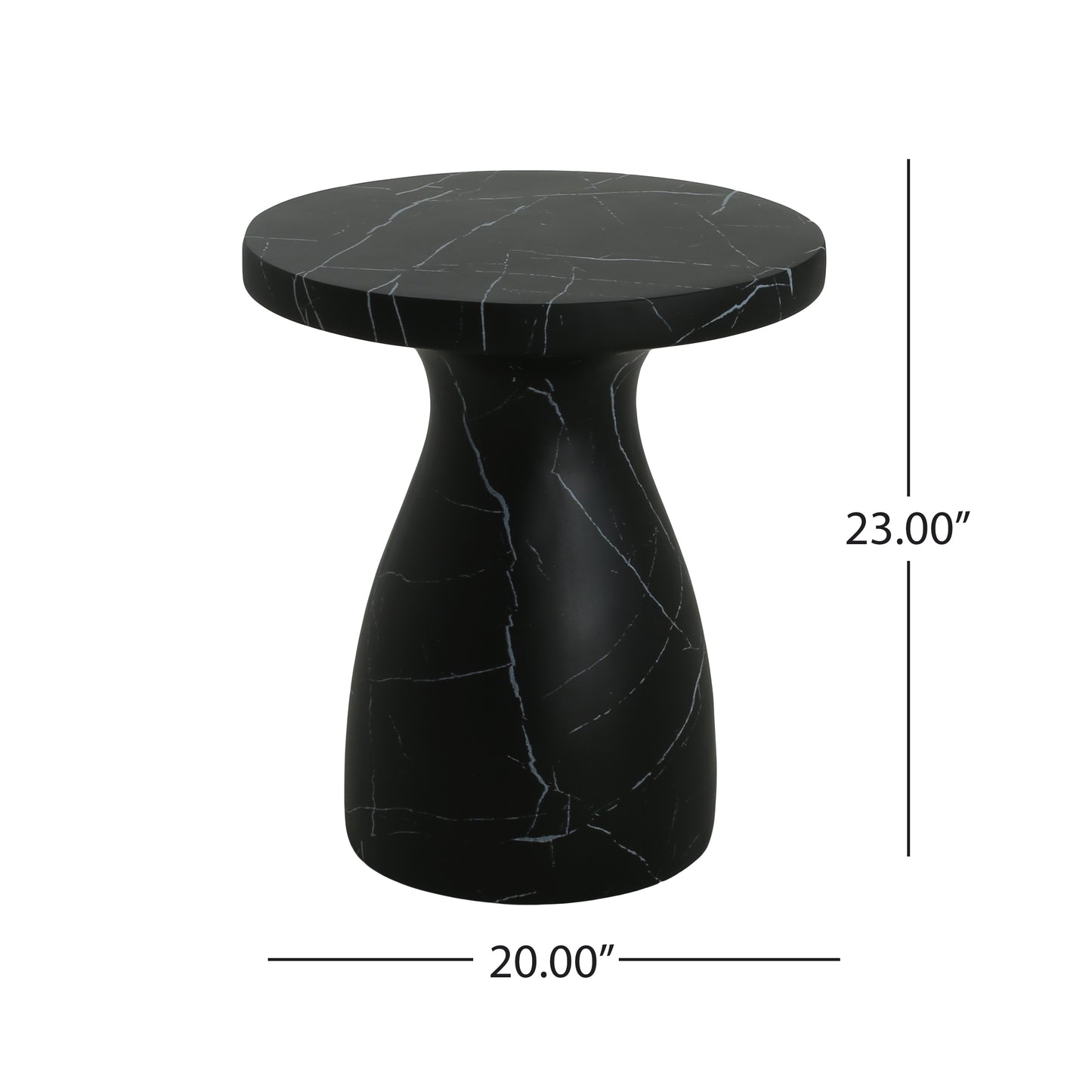 Outdoor Travertine MGO Side Table,Light Weight Concrete End Table,Black Marble Effect