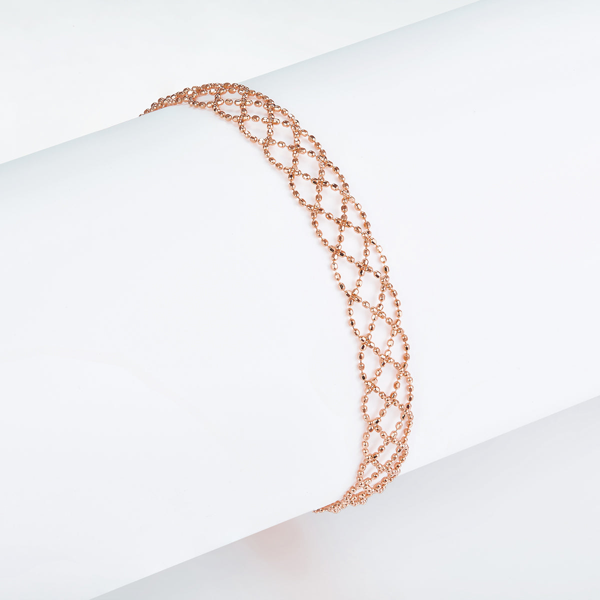 S925 Sterling Silver Hollow Mesh Bracelet 2.2g Lightweight 18.5cm Adjustable 8.0mm Width 3 Colors Platinum Gold Rose Gold Plated Gift Box