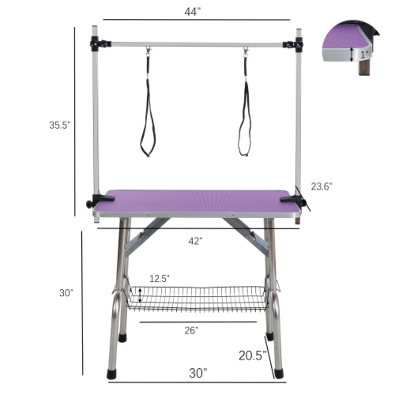 Dog Pet Grooming Table Stainless Steel Frame Rubber Pads
