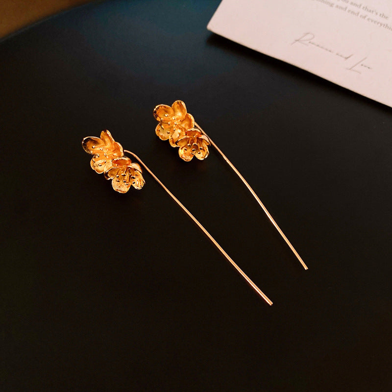 Vintage Flower Silver Stud Earrings For Women Elegant Floral Dangle Earrings Gift