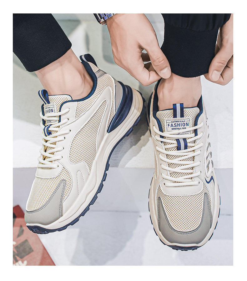 New Men's Breathable Mesh Sports Shoes, Korean Trendy Versatile Thick Sole Casual Dad Sneakers, Fashion Footwear For Men