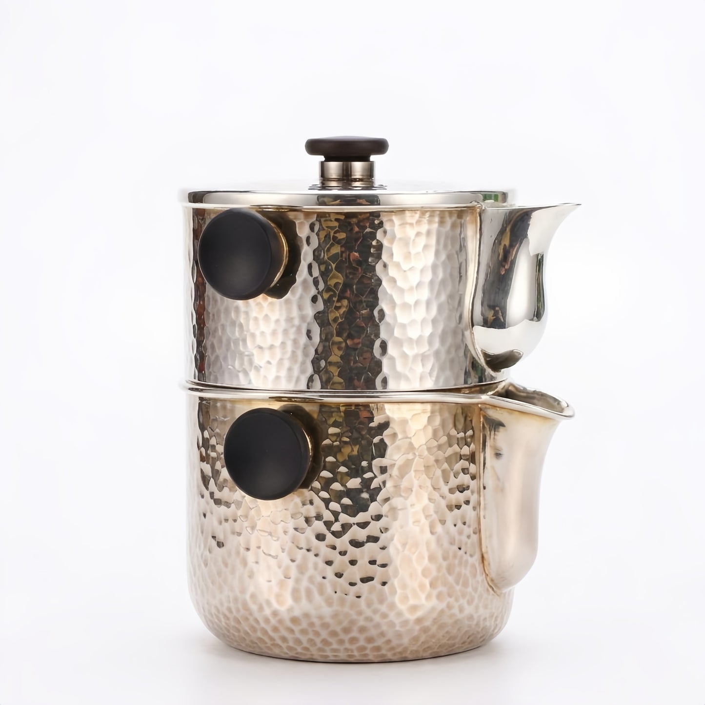 Pure 999 Fine Silver Stackable Hammered Metal Teapot Set-Fine Tea Dispenser - Handicraft