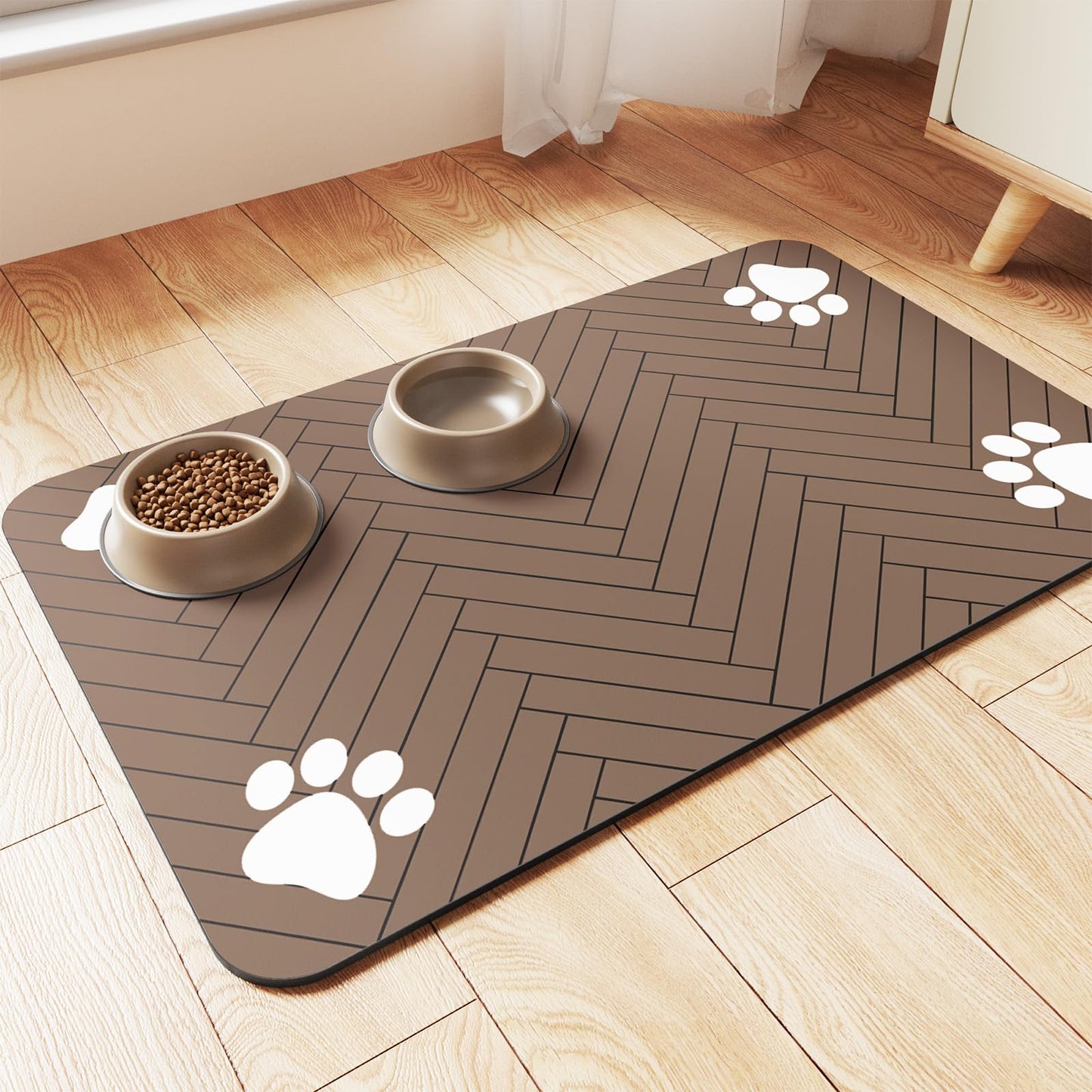 Pet Feeding Mat-Absorbent Pet Placemat For Food And Water Bowl, With Waterproof Rubber Backing, Quick Dry Water Dispenser Mat For Dog And Cat