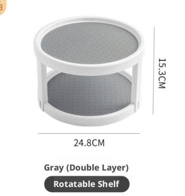Kitchen seasoning shelf-double white + gray-1 pack