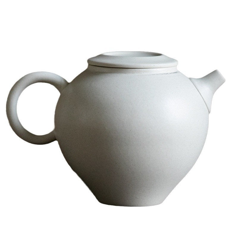 Chazi Wind Pink-Handled White Flat-Lid Teapot Ceramic Gongfu Tea Set