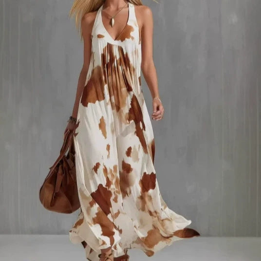 Elegant Sleeveless Strap Fashion Tie-dye Dress