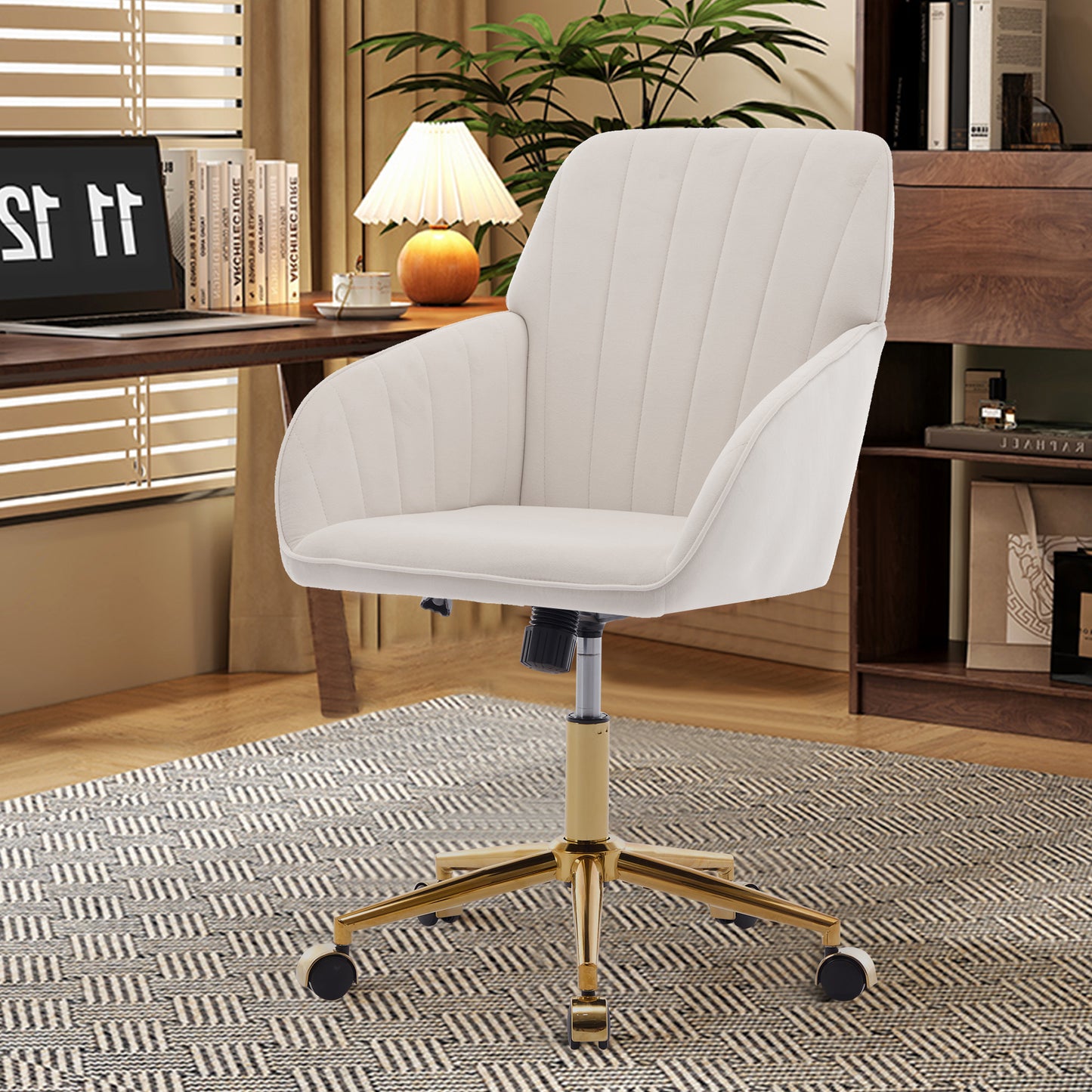 Height-adjustable Office Swivel Chair For Home And Bedroom, Ergonomic Swivel Chair With Backrest, Suitable For Long Periods Of Sitting.