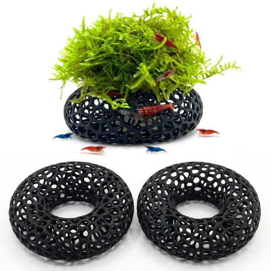 Shrimp Cave For Moss & Plants, 2-Pack Aquarium Hide For Neocaridina, Cherry &  Shrimp, Aquascape Decor For Ferns & Anubias, Black