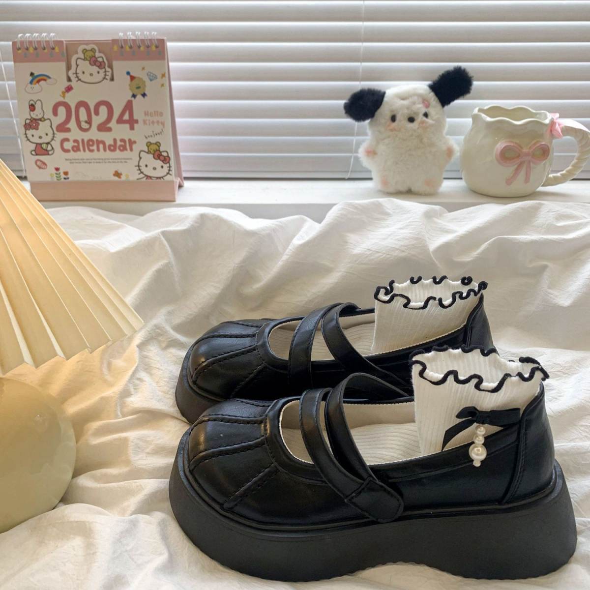 Seasonal New Japanese-style Versatile Height-increasing Leather Shoes For Women