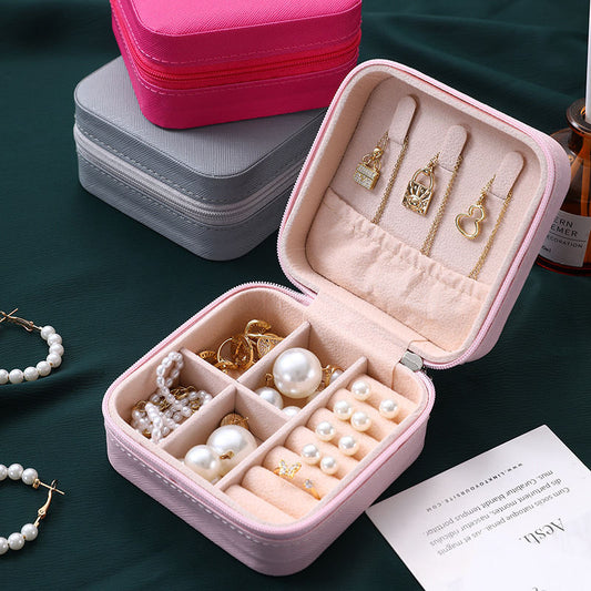 Multifunctional Portable Flip Flannel Jewelry Earrings Ear Studs Accessories Storage Box